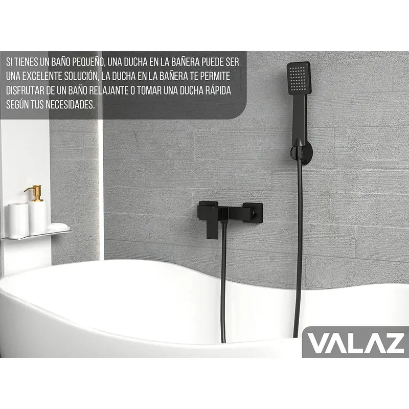 Grifo de ducha cuadrado monomando negro mate Vinalopo de Valaz