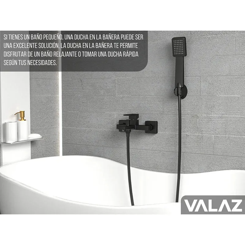 Grifo de bañera y ducha cuadrado monomando negro mate Vinalopó de Valaz