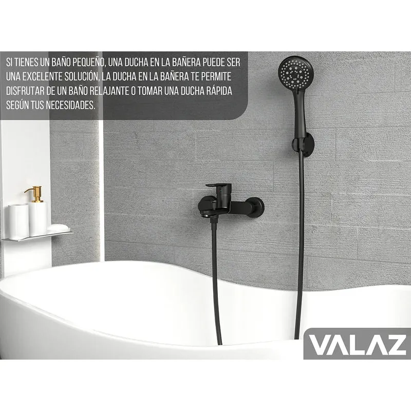 Grifo de bañera y ducha redondo monomando negro mate Viar de Valaz