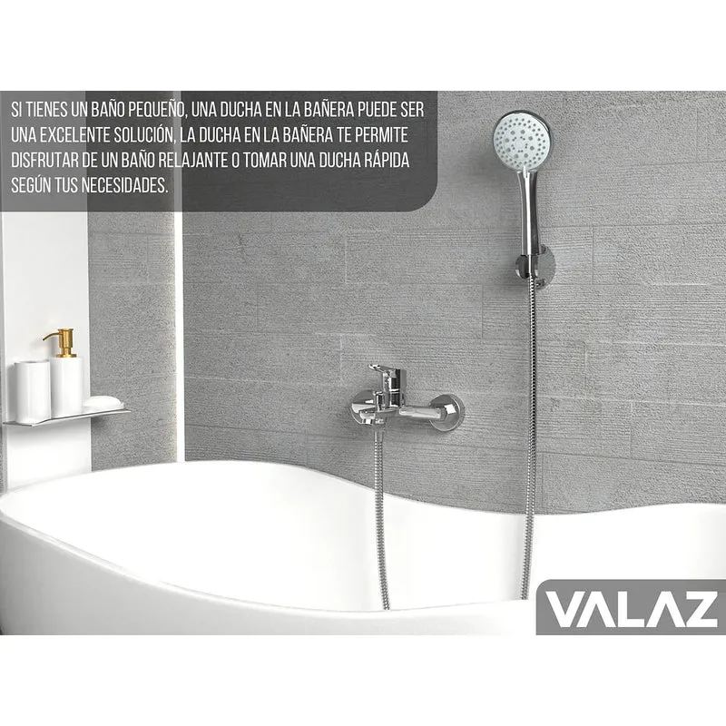 Grifo de bañera ducha monomando cromado con cartucho cerámico de 35 mm Tera de Valaz