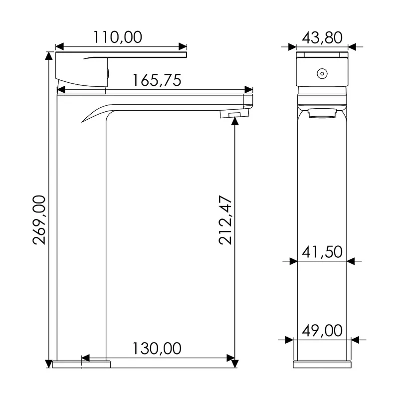 Grifo de lavabo alto para pica monomando en cromado Magro de Valaz