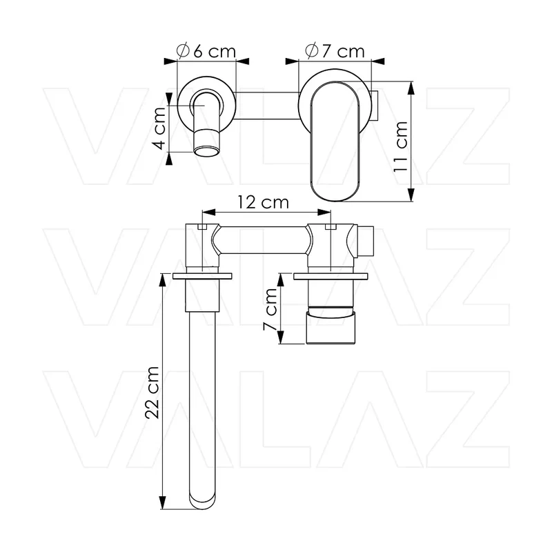 Grifo de lavabo empotrado monomando con caño de 21 cm en oro mate Tuejar de Valaz