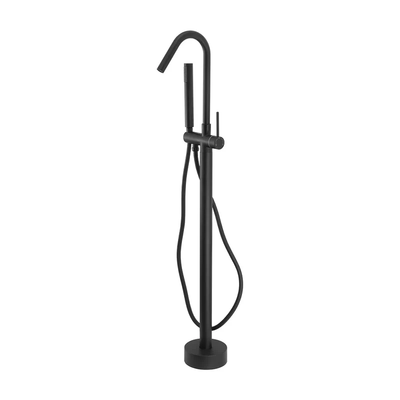 Grifo de bañera exenta redondo negro mate con diseño moderno Sella de Valaz