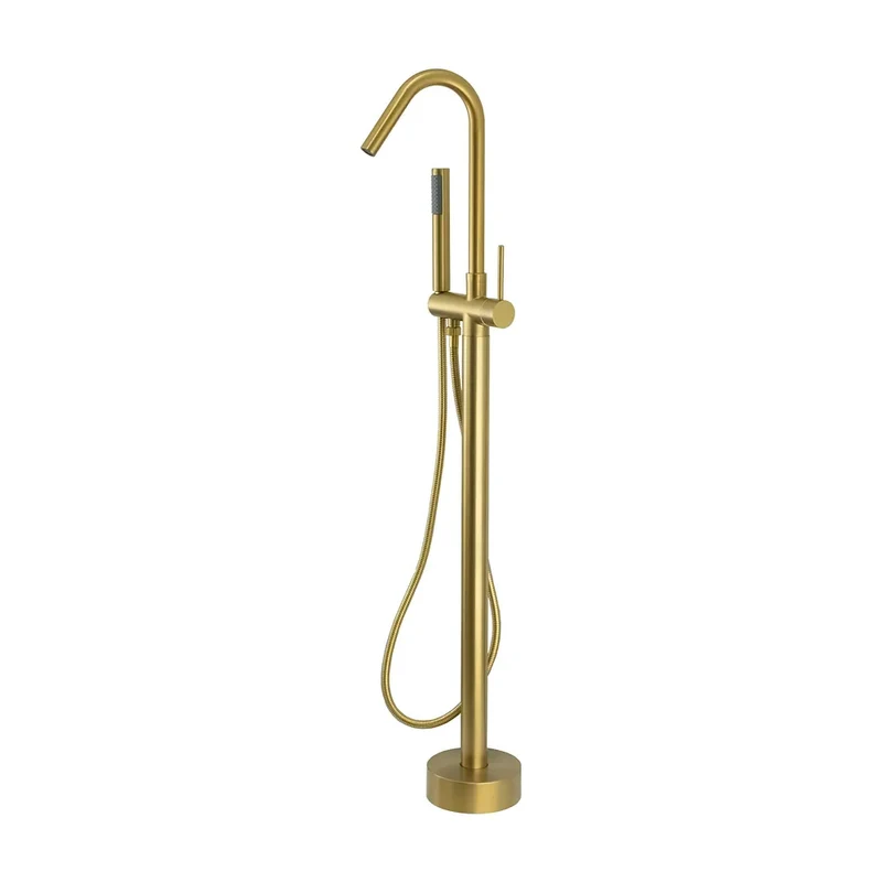 grifo de bañera exenta diseño redondo acabado oro mate con proteccion PVD Sella de Valaz