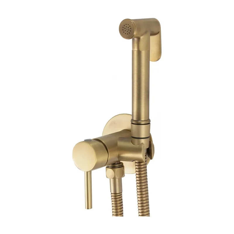 Grifo de bidet empotrado redondo dorado envejecido 2 vias G1/2 latón cerámico 120 cm Guadiana de Valaz