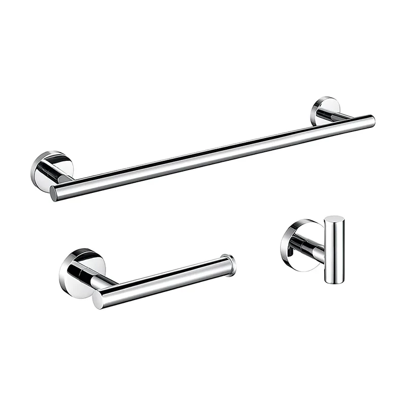 Accesorios de baño cromados con toallero de 30 cm, percha y portarrollos de Valaz