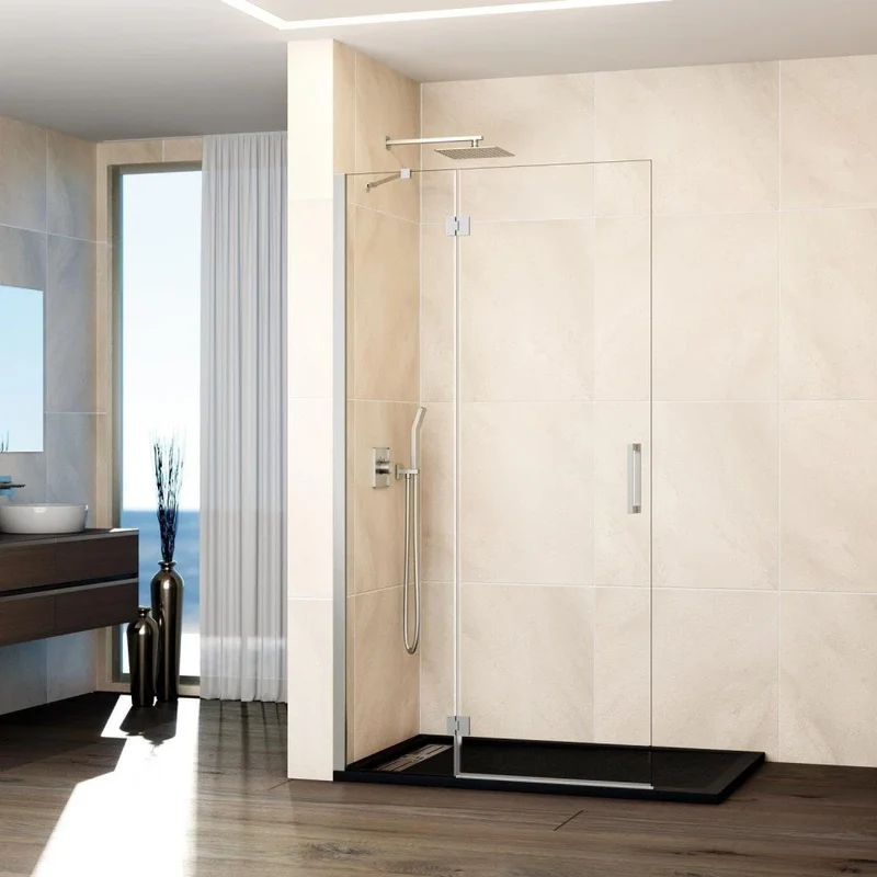 Mampara de Ducha Frontal 1 Fijo + 1 Abatible Glass Combi C free Níquel Cepillado – GME