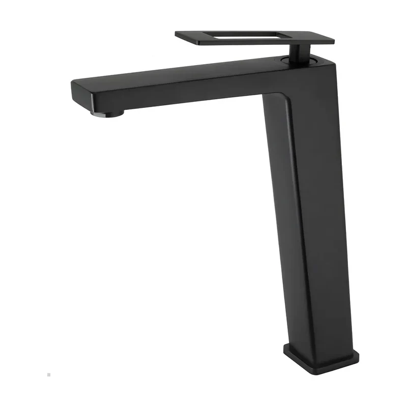Grifo de lavabo alto para pica monomando cuadrado con maneta hueca en negro mate Cabrera de Valaz