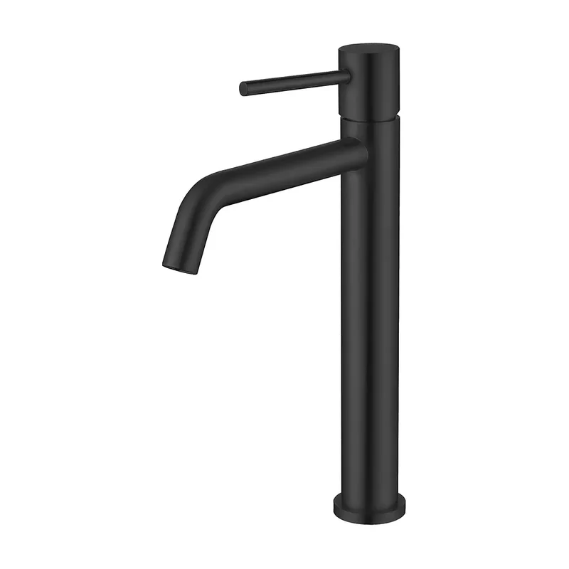 Grifo de lavabo alto para pica monomando redondo en negro mate Ebro de Valaz