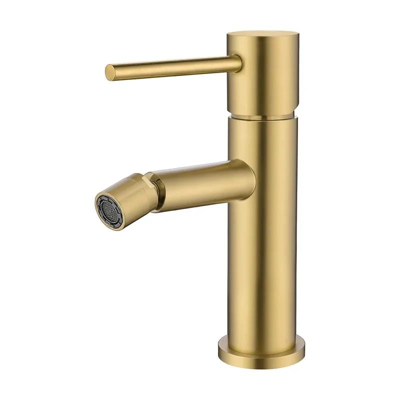 Grifo de bidet monomando redondo oro mate con protección PVD Ebro de Valaz