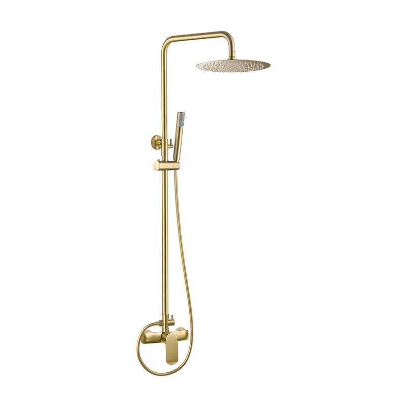 barra de ducha monomando redonda ajustable hasta 120cm oro mate con proteccion PVD Ebro de Valaz