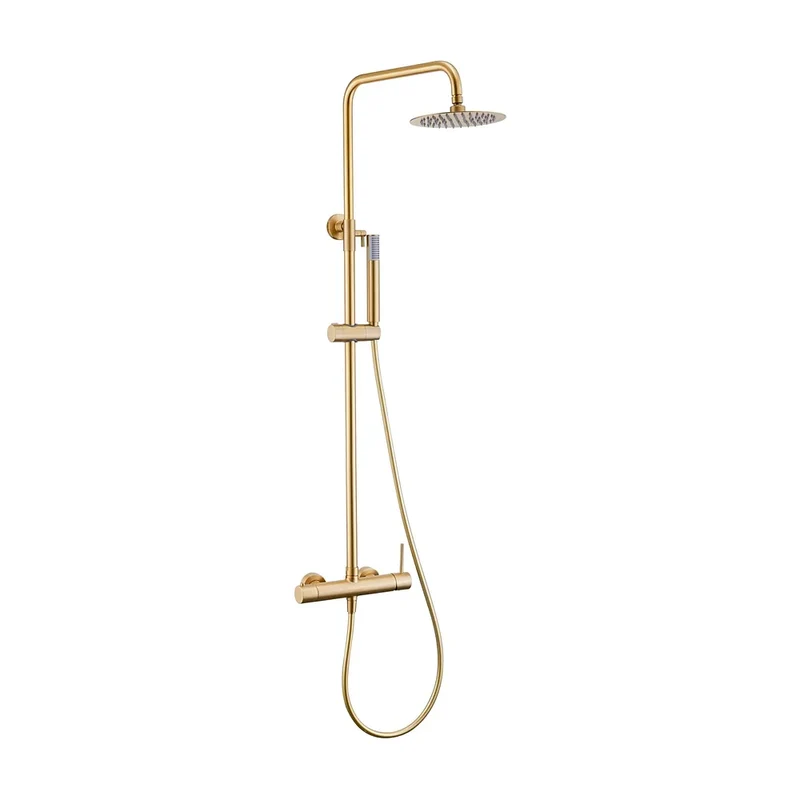 Barra de ducha monomando redonda ajustable de 80 a 120 cm oro mate proteccion PVD Palancia de Valaz