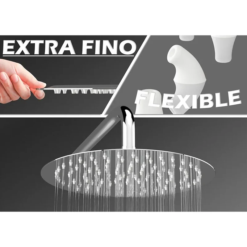 Ducha empotrada monomando a pared redonda con rociador de 30 cm en cromado Cenia de Valaz