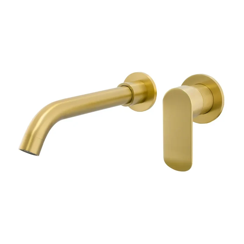 Grifo de lavabo empotrado monomando con caño de 21 cm en oro mate Cenia de Valaz