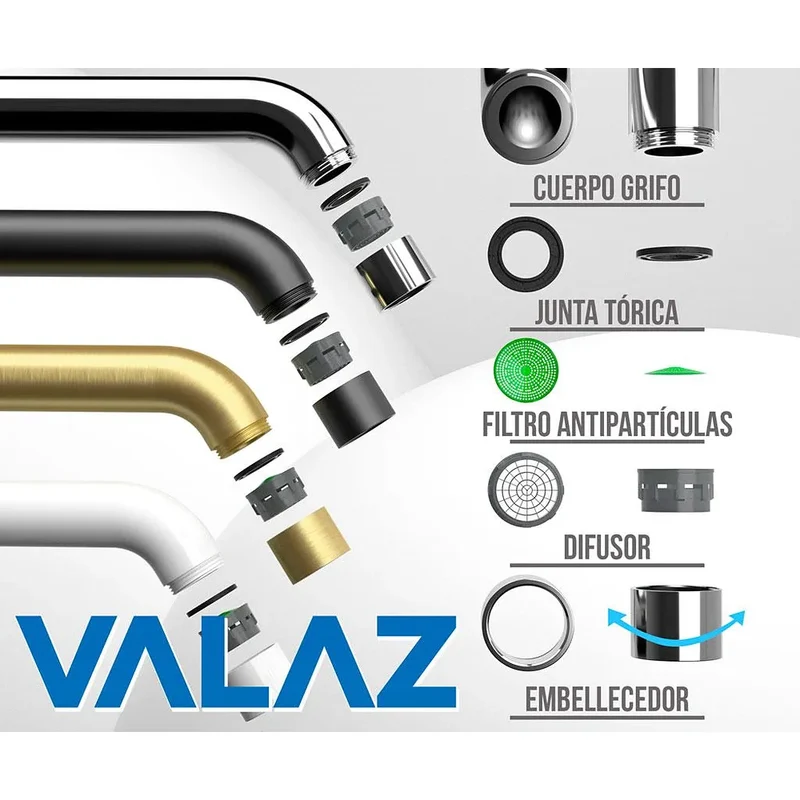 Grifo de lavabo empotrado monomando con caño de 21 cm en oro mate Cenia de Valaz