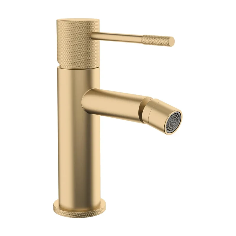 Grifo de bidé monomando caño recto acabado oro mate protección PVD maneta luxury Casares Valaz