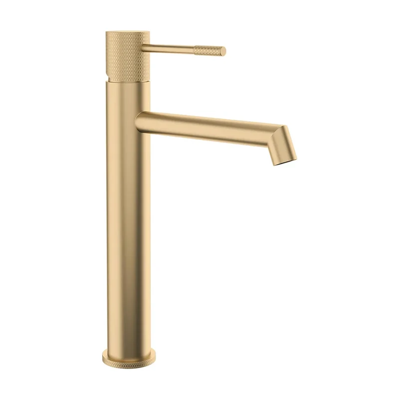 Grifo de lavabo alto para pica monomando de caño recto en oro mate Casares de Valaz