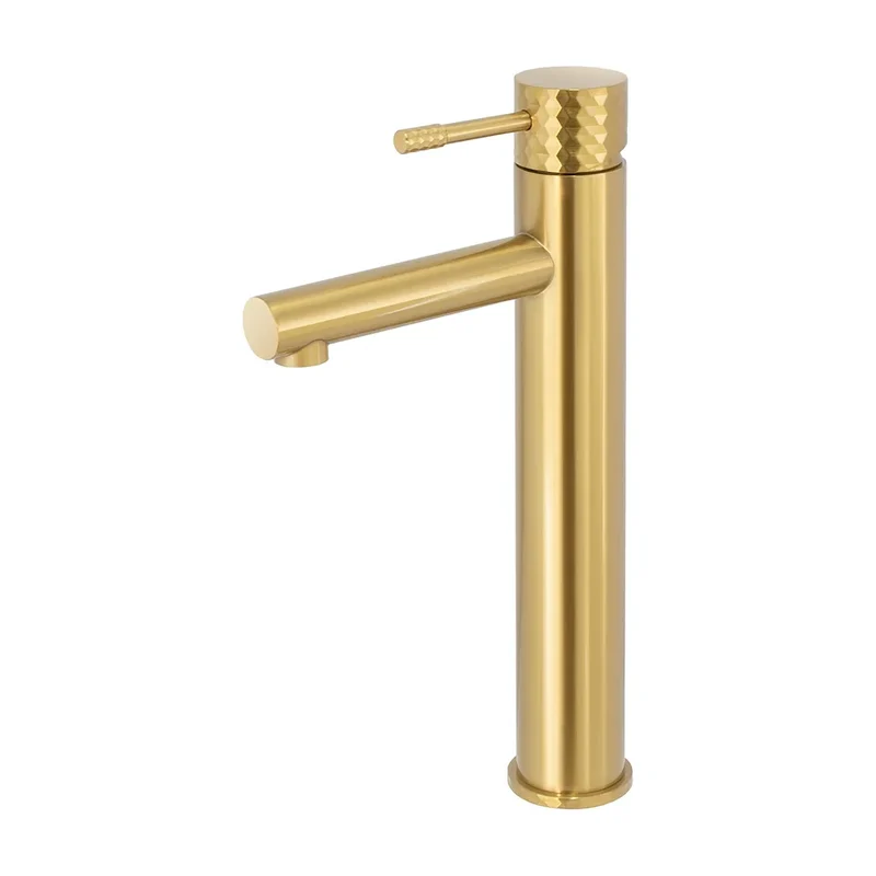 Grifo de lavabo alto monomando para pica con maneta luxury en dorado cepillado Birim de Valaz