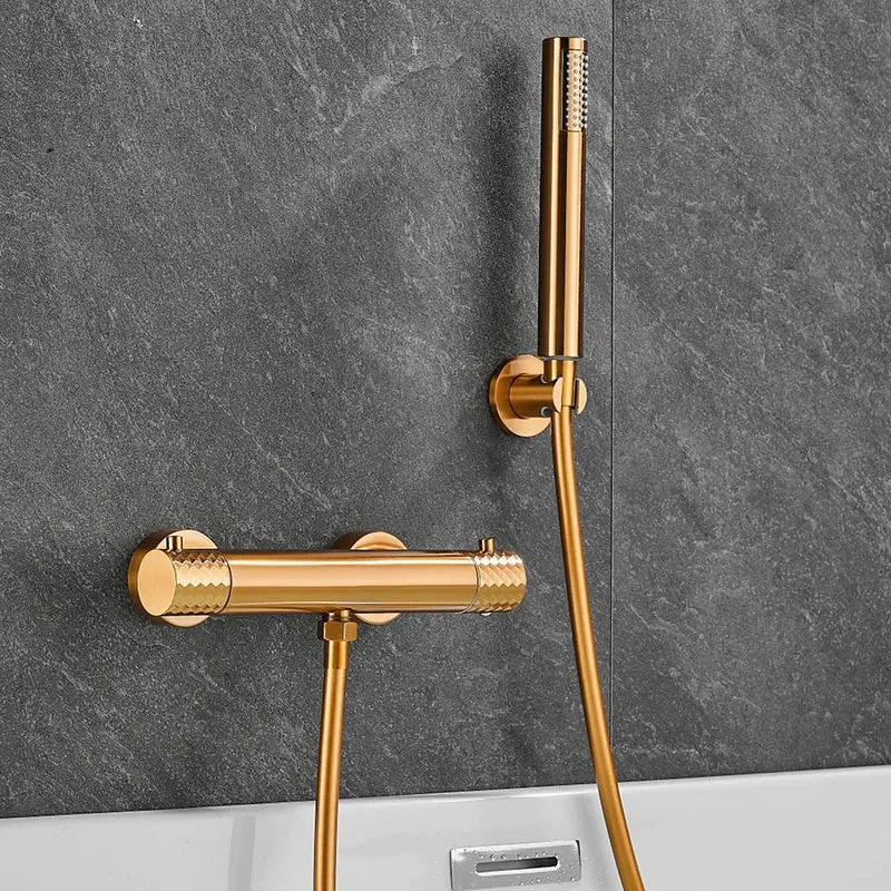 Grifo de ducha termostático dorado cepillado maneta luxury Birim de Valaz