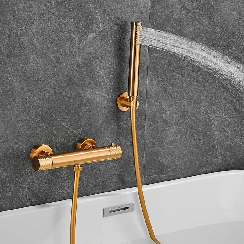 Grifo de ducha termostático dorado cepillado maneta luxury Birim de Valaz