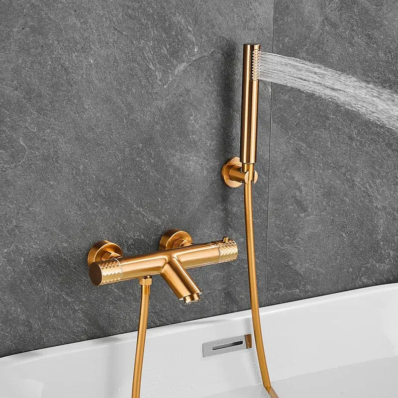 Grifo de ducha/bañera termostático dorado cepillado maneta luxury Birim de Valaz