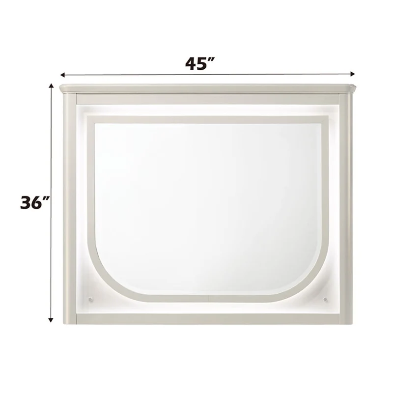 Laveda - Mirror With LED - Pearl White