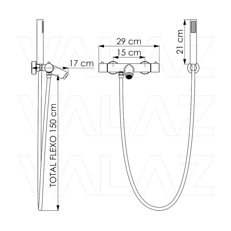 Grifo de ducha/bañera termostático negro mate maneta luxury Birim de Valaz
