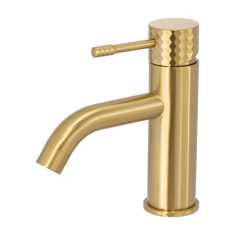 Grifo de lavabo monomando con maneta luxury en dorado cepillado Oda de Valaz