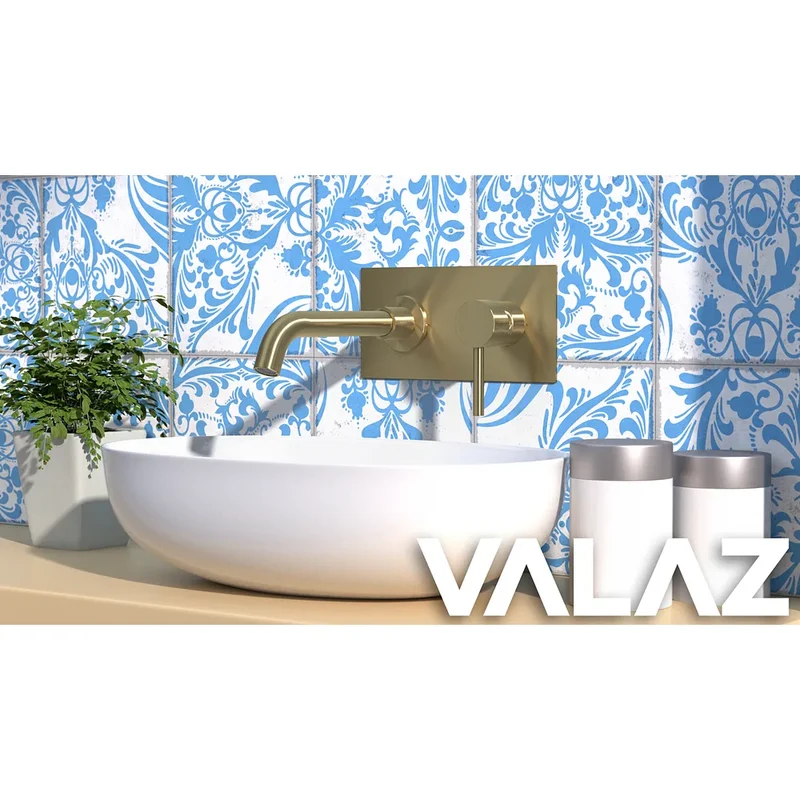 Grifo de lavabo empotrado monomando redondo con caño de 21 cm en oro mate Jucar de Valaz