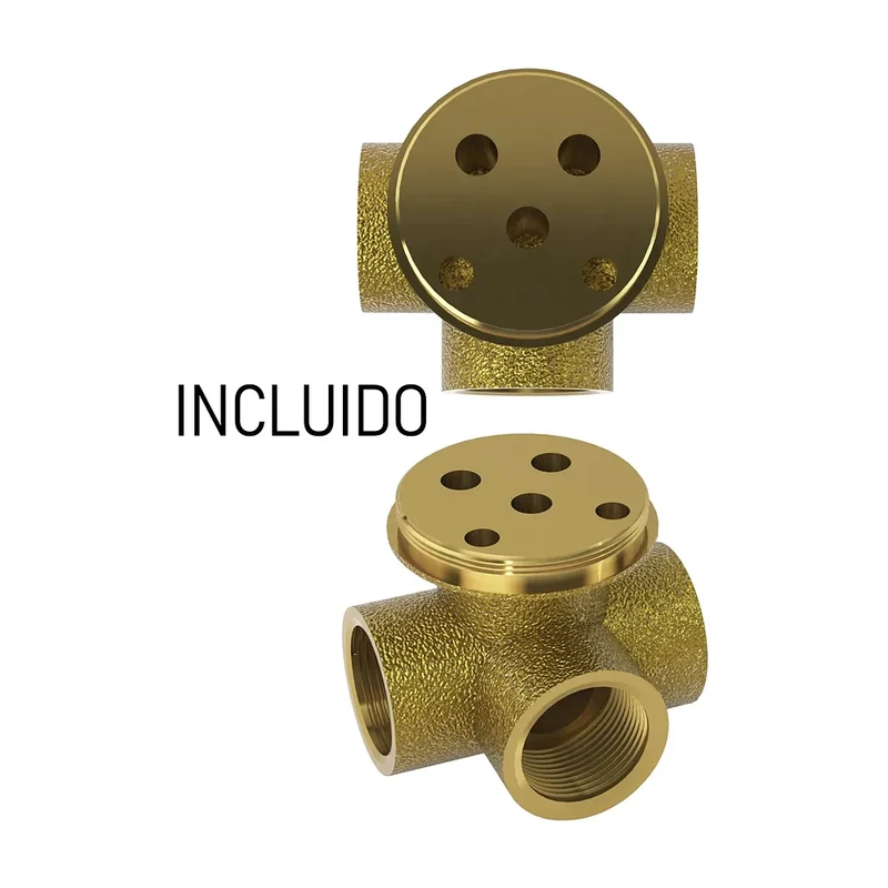 Ducha empotrada monomando 1 vía a pared redonda con rociador de 20 cm en oro mate y PVD Guadiana de Valaz