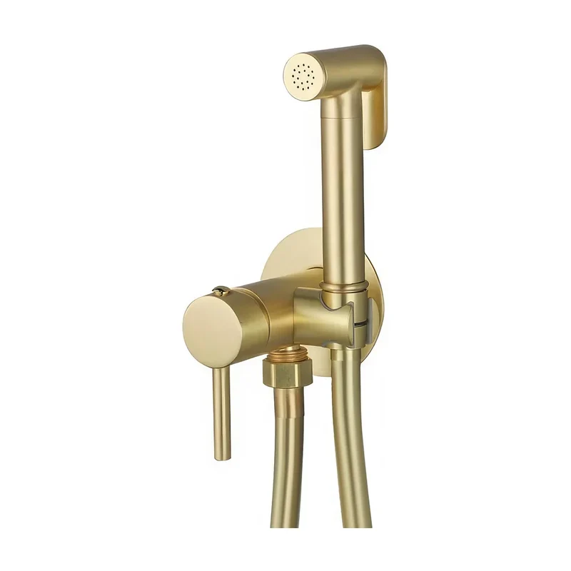 Grifo de bidet empotrado redondo 2 vias agua fria y caliente oro mate protección PVD Guadiana de Valaz