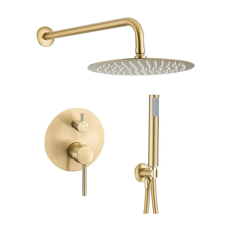 Ducha empotrada redonda a pared oro mate protección PVD 20 cm Jucar de Valaz