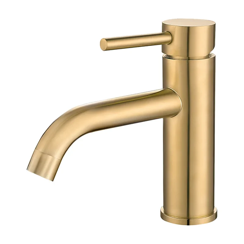Grifo de lavabo monomando redondo en oro mate Jabalón de Valaz