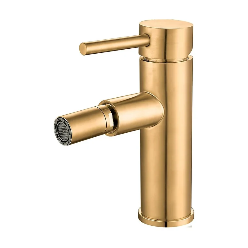 Grifo de bidet monomando redondo oro mate con protección PVD Jabalón de Valaz