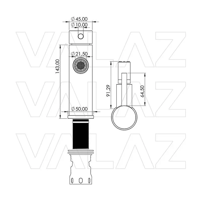 Grifo de bidet monomando redondo oro mate con protección PVD Jabalón de Valaz