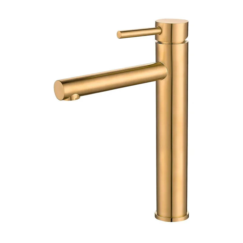 Grifo de lavabo alto monomando para pica en oro mate Palancia de Valaz