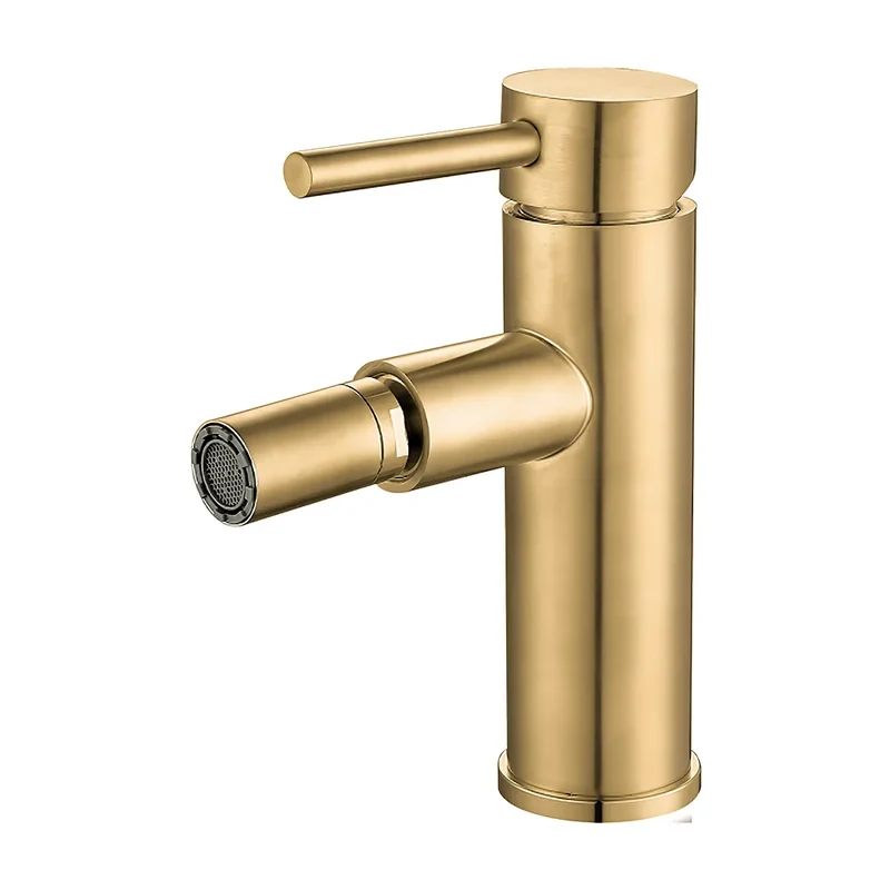 Grifo de bidet monomando redondo caño recto oro mate con protección PVD Palancia de Valaz