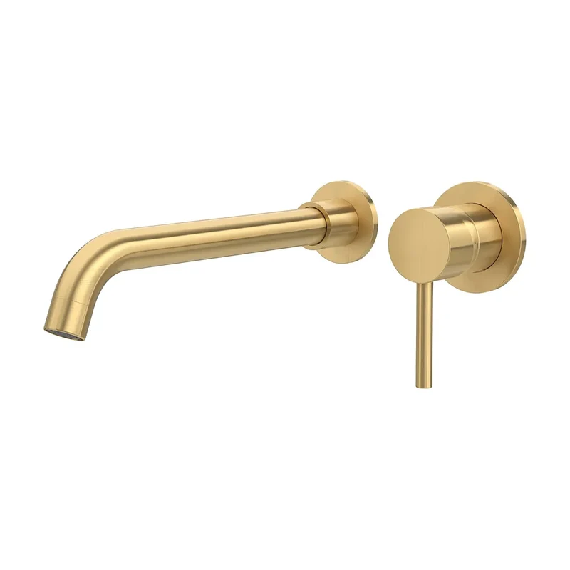 Grifo de lavabo empotrado monomando con caño de 26 cm en oro mate Guadiana de Valaz