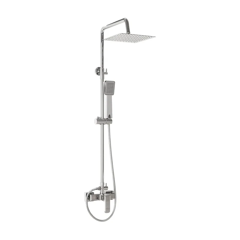 Barra de ducha monomando cuadrada cromada 80 a 120 cm Vinalopo de Valaz