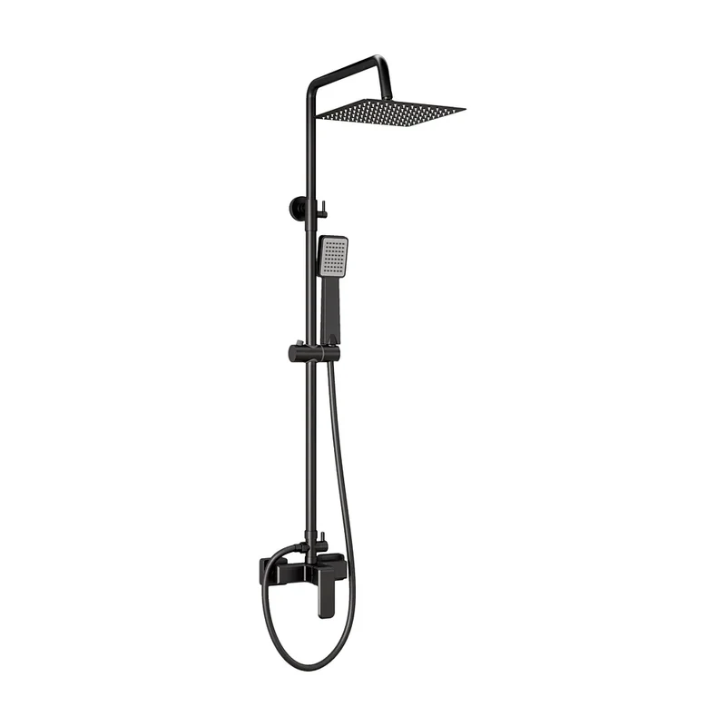 Barra de ducha monomando cuadrada negro mate extensible 80 a 120 cm Vinalopo de Valaz