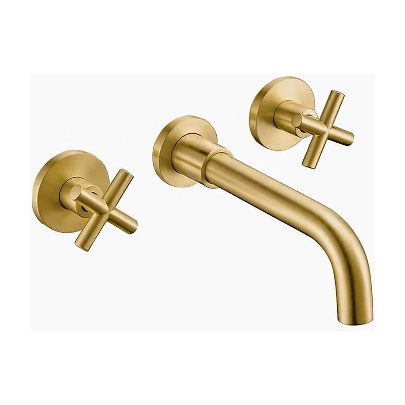 Grifo de lavabo empotrado bimando con caño de 21 cm en oro mate Nalon de Valaz