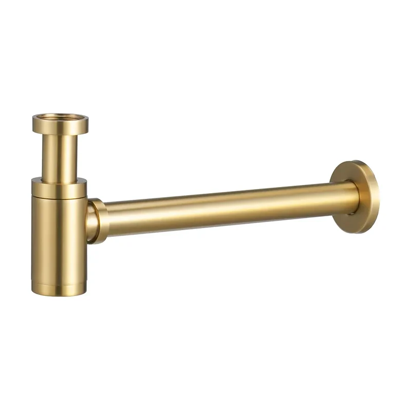 Sifón de lavabo visto redondo en oro mate con protección PVD de Valaz
