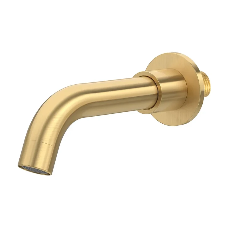 Caño redondo de 15 cm con acabado oro mate protección PVD y rosca 1/2 de Valaz