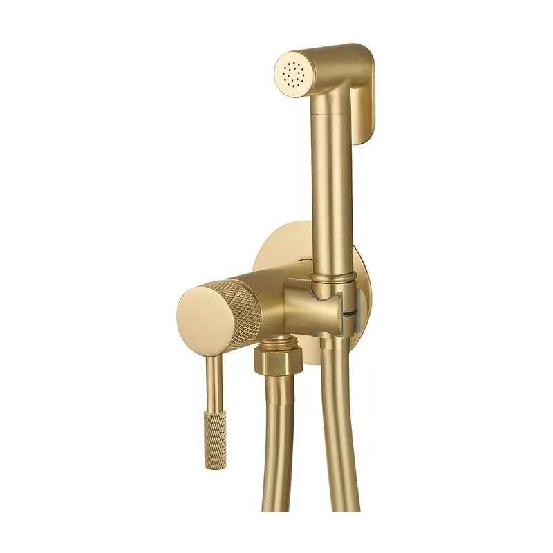 Grifo de bidet empotrado redondo 2 vías oro mate con protección PVD maneta luxury Torina Valaz