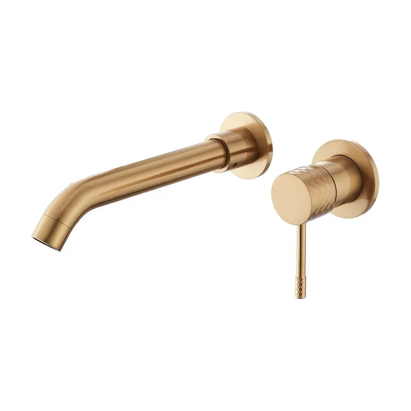 Grifo de lavabo empotrado monomando con maneta luxury en dorado cepillado Ofin de Valaz