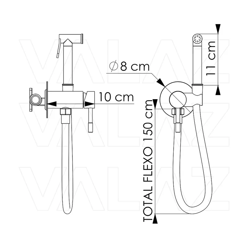Grifo de bidet empotrado redondo negro mate con maneta luxury Ofin de Valaz