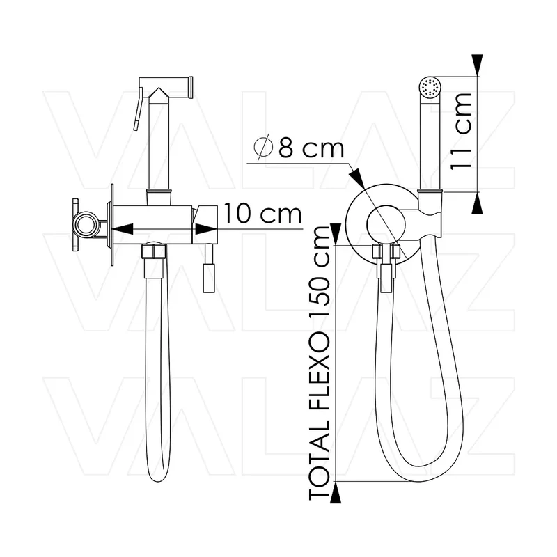 Grifo de bidet empotrado redondo cromado acabado maneta luxury Torina de Valaz