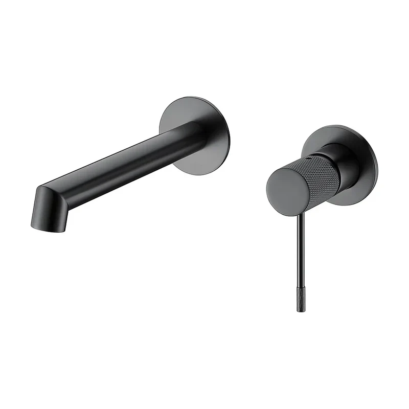 Grifo de lavabo empotrado monomando con maneta luxury en negro mate Torina de Valaz