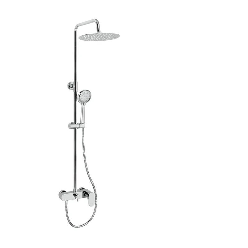 Barra de ducha monomando redonda cromada altura ajustable 90 a 150 cm Viar de Valaz