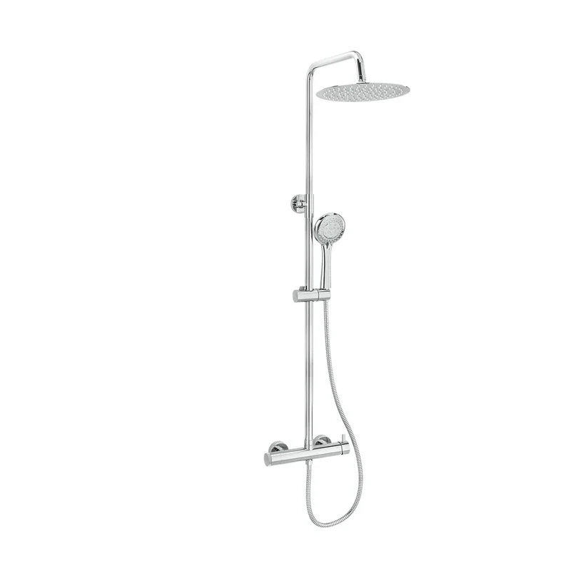 Columna de ducha monomando redonda cromada de 80 a 120 cm Jabalón de Valaz